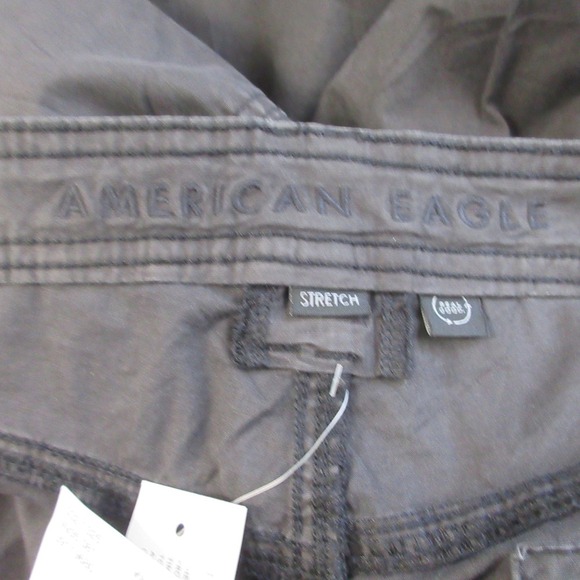 American Eagle Low Rise Baggy Flare Cargo Pants Women 18 Grey Zip Stretch 614 - Picture 11 of 14
